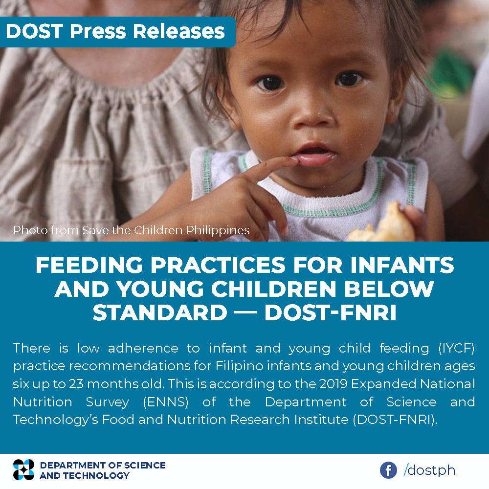 Feeding practices for infants and young children below standard — DOST-FNRI image